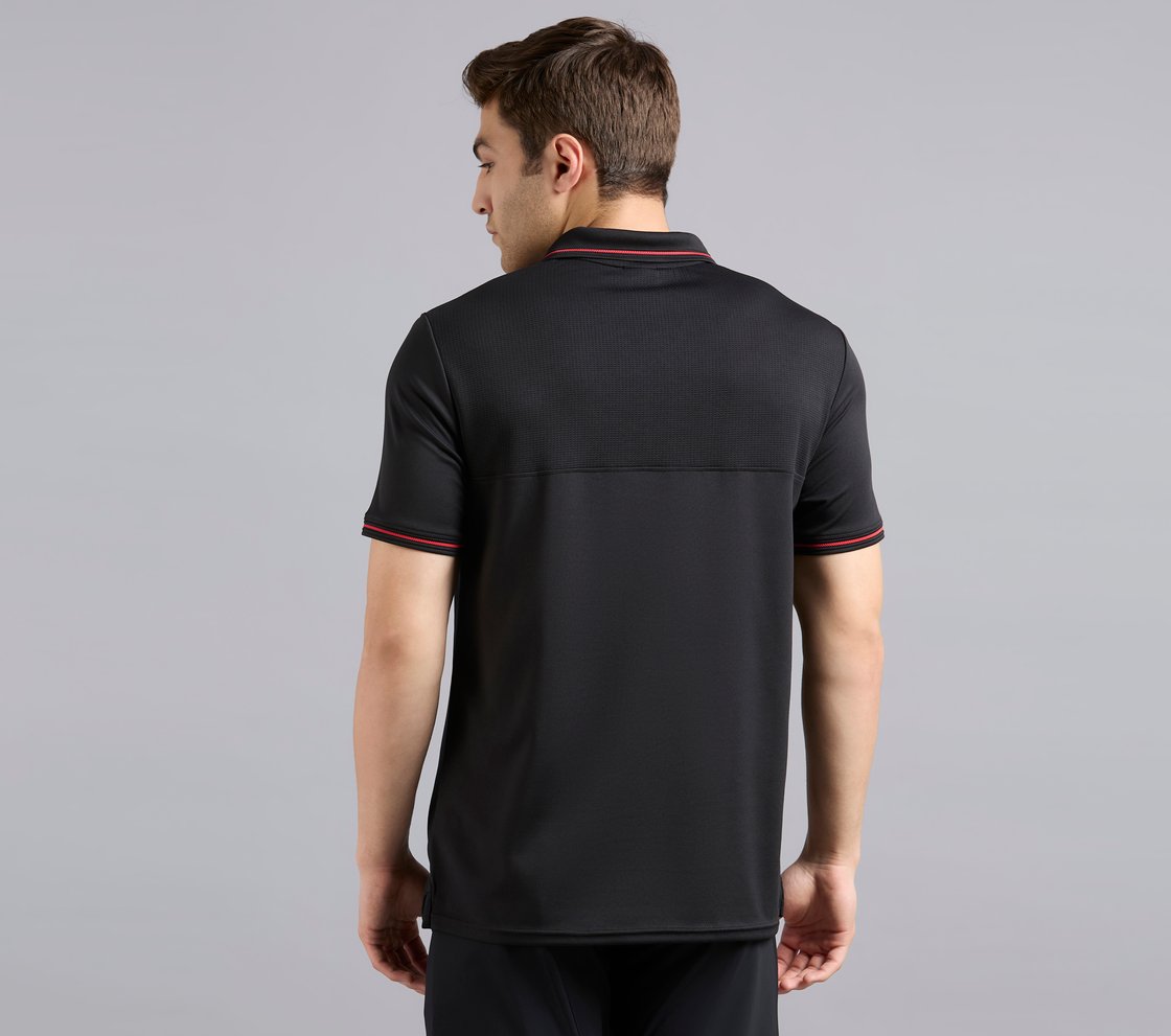 TONAL PANEL GOLF POLO, BLACK Apparel Left View