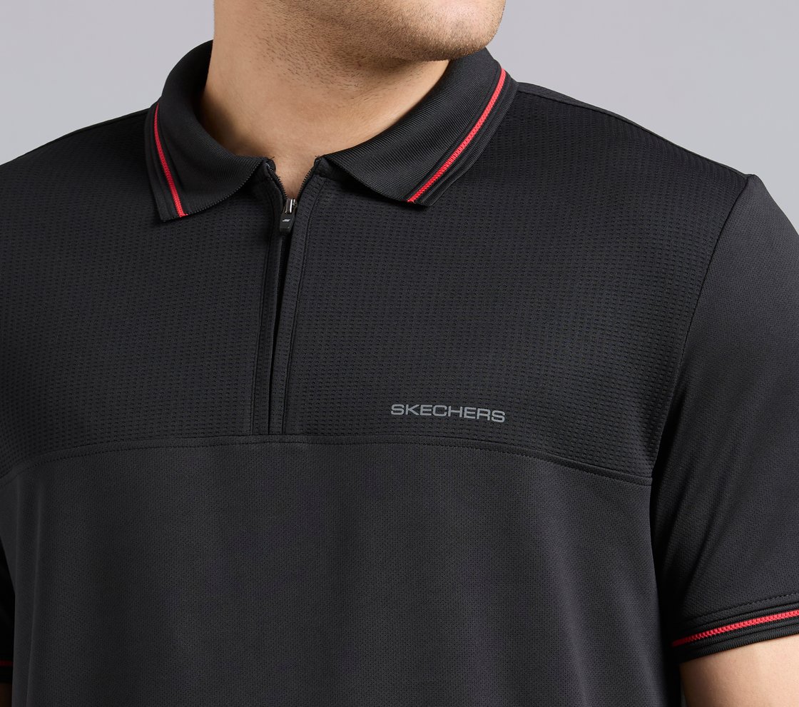TONAL PANEL GOLF POLO, BLACK Apparel Right View