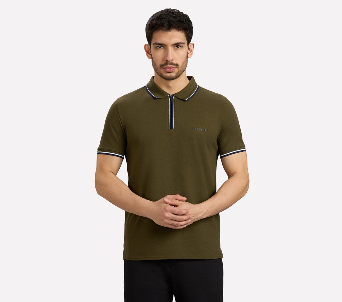 MULTI TONE TIPPING POLO, BROWN/SAGE Apparel Lateral View