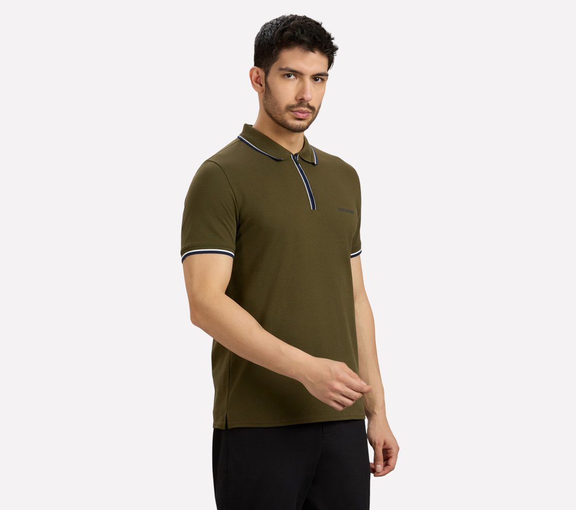 MULTI TONE TIPPING POLO, BROWN/SAGE Apparel Bottom View