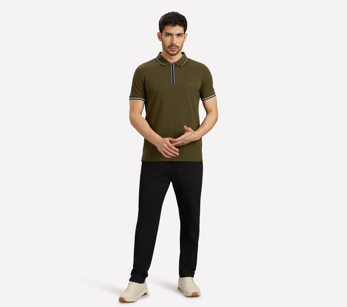 MULTI TONE TIPPING POLO, BROWN/SAGE Apparel Right View