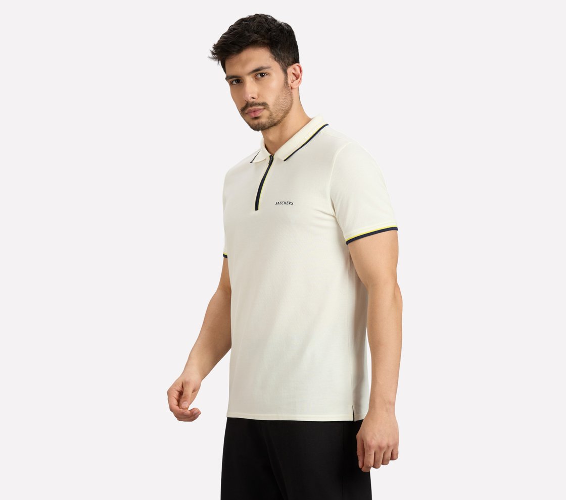 MULTI TONE TIPPING POLO, WHITE Apparel Top View