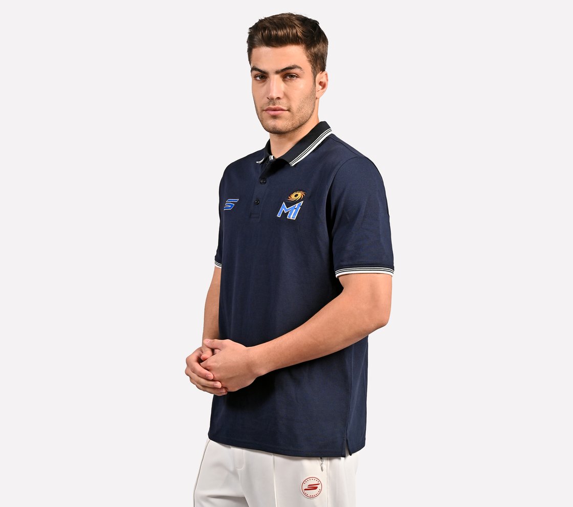 MUMBAI INDIANS: IPL TRAVEL POLO 2025, ROYAL BLACK Apparel Top View
