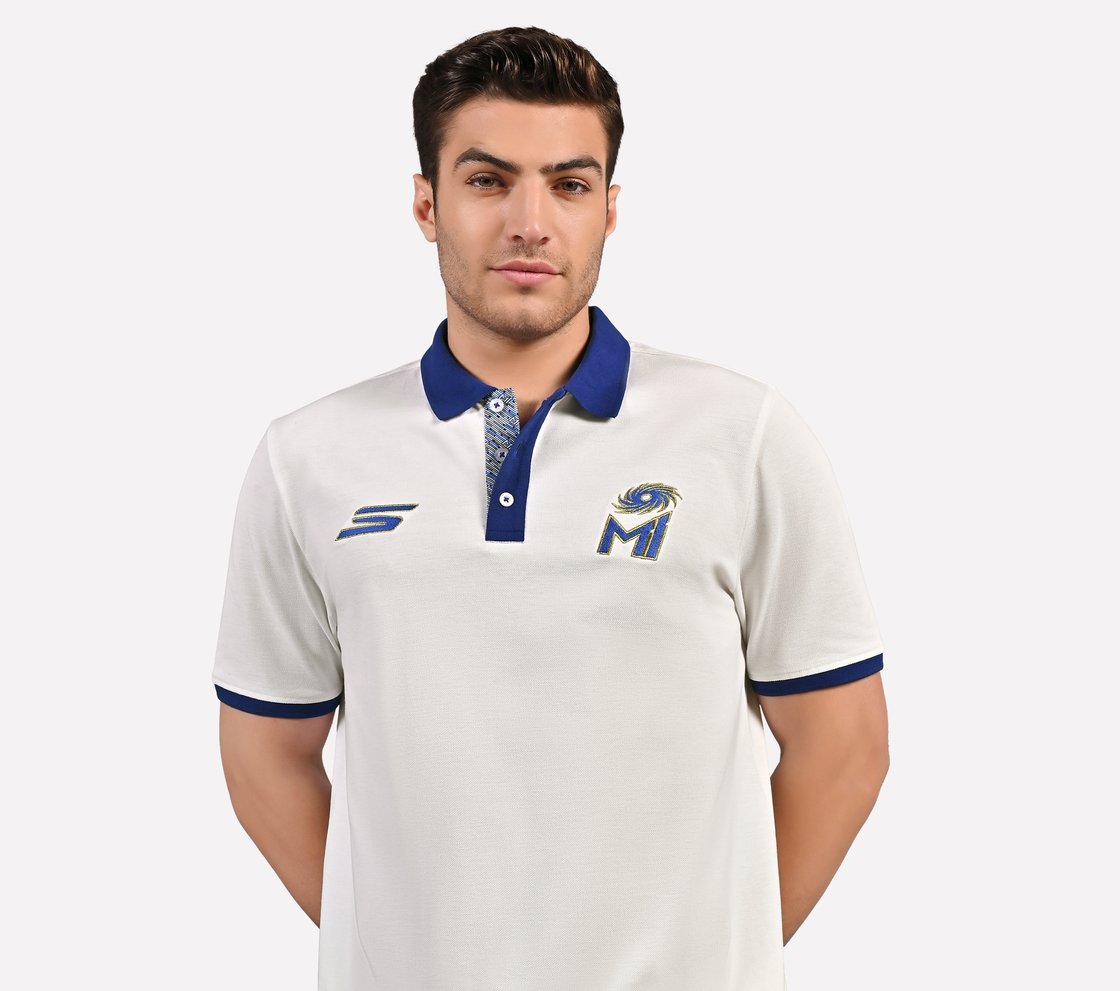 MUMBAI INDIANS: POLO WITH EMBROIDERED LOGO, WHITE