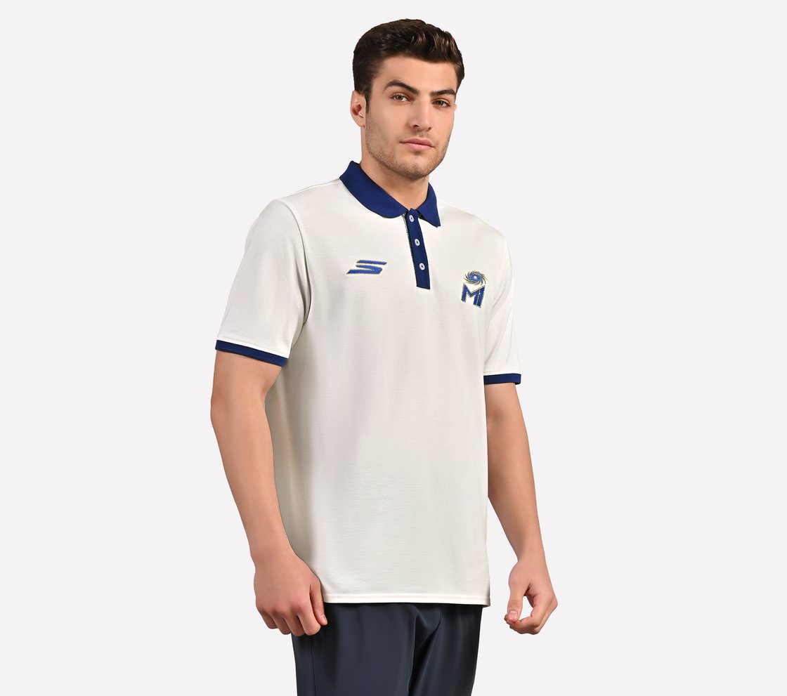 MUMBAI INDIANS: POLO WITH EMBROIDERED LOGO, WHITE
