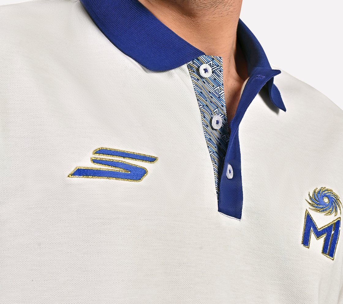 MUMBAI INDIANS: POLO WITH EMBROIDERED LOGO, WHITE Apparel Right View