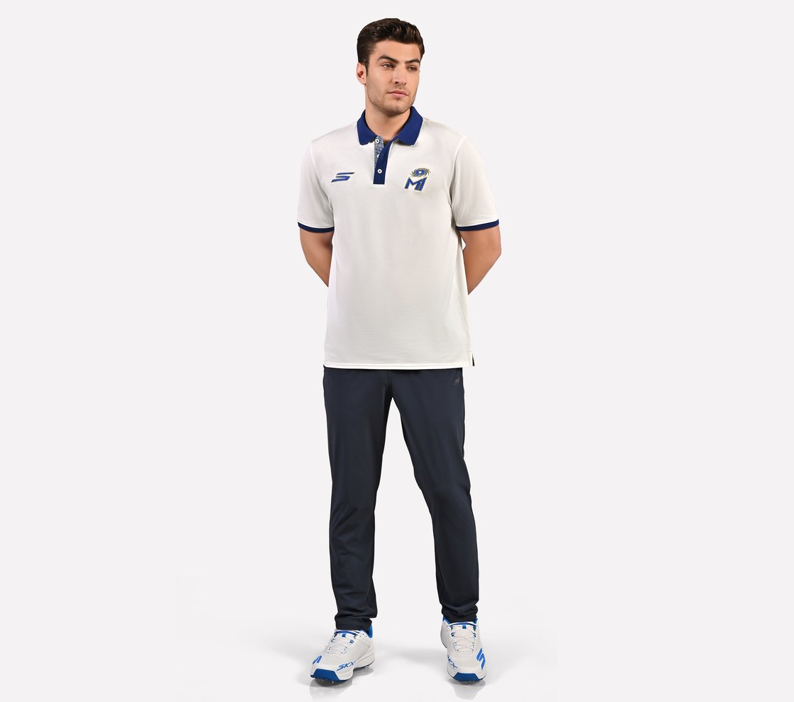 MUMBAI INDIANS: POLO WITH EMBROIDERED LOGO, WHITE