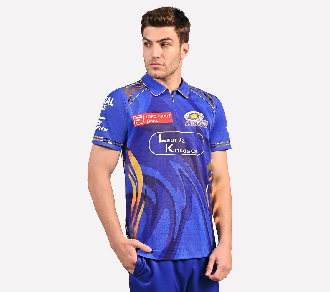 MUMBAI INDIANS: IPL PLAYER EDITION 2025, ROYAL/NAVY/LIME Apparel Top View