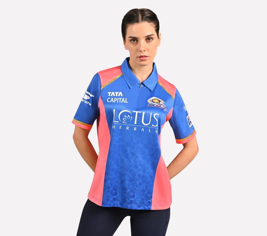 MUMBAI INDIANS: WPL FAN JERSEY 2025, NVY/WHT/LT. BLUE Apparel Lateral View