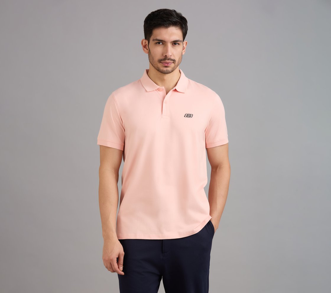 COMFORT FIT POLO, NATURAL/LIGHT PINK Apparel Lateral View