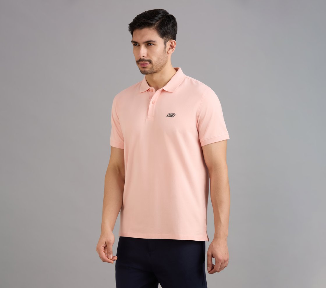 COMFORT FIT POLO, NATURAL/LIGHT PINK Apparel Top View