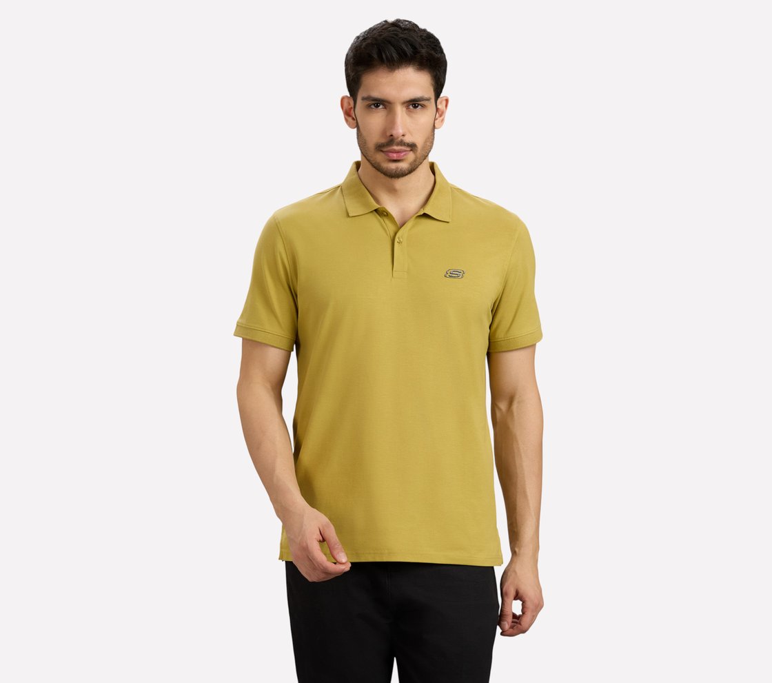 COMFORT FIT POLO, TAUPE/SILVER Apparel Lateral View