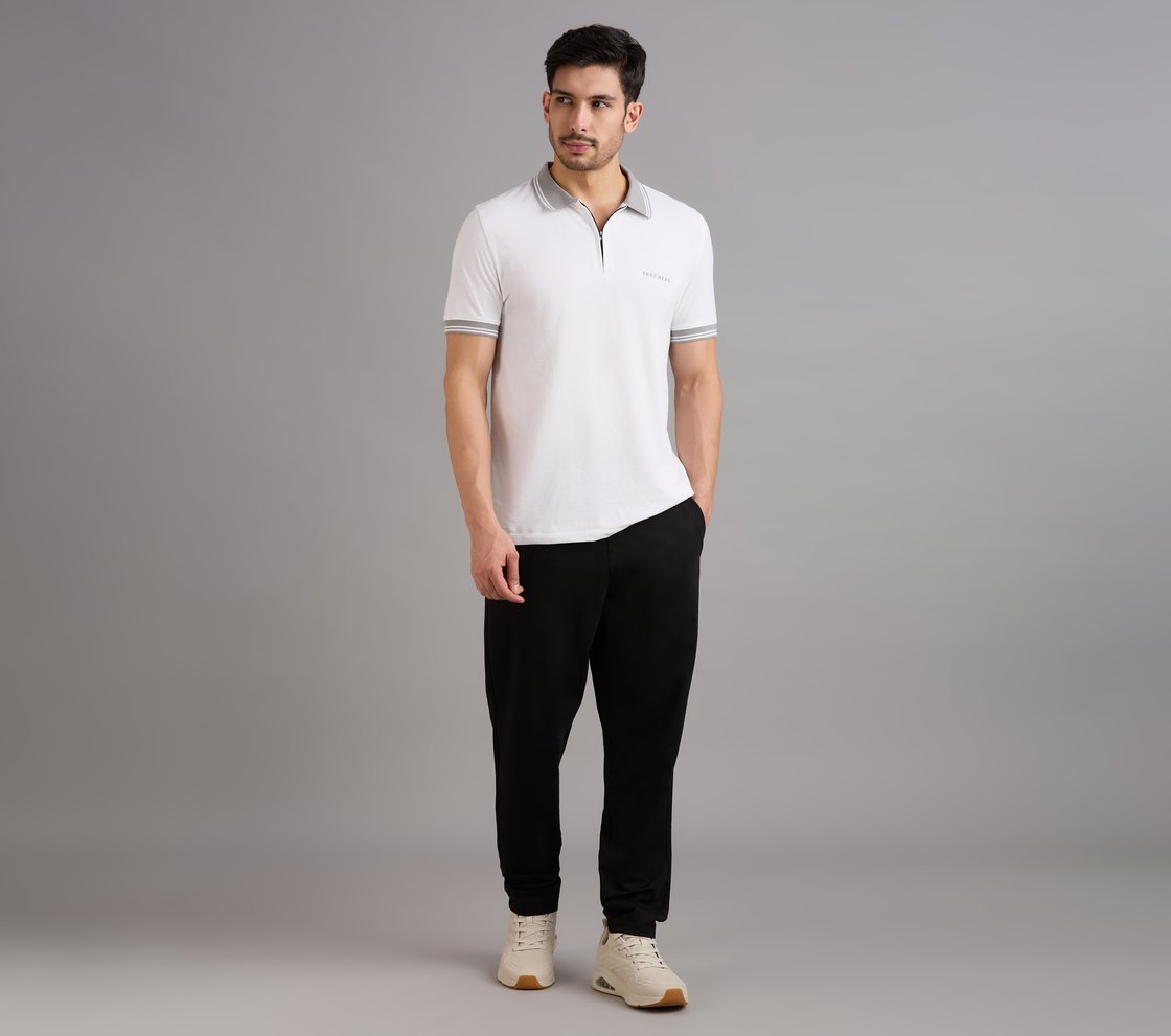 CONTRAST ZIPPER POLO, WHITE Apparel Right View