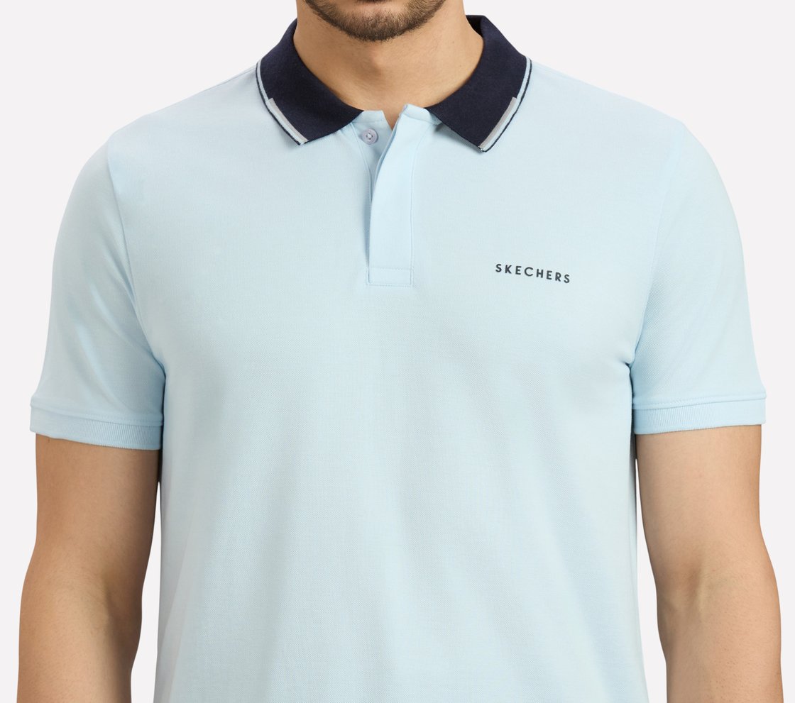 MENS POLO WITH CONTRAST TIPPI, CHARCOAL/LT. BLUE Apparel Right View