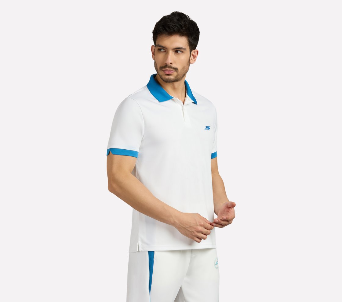MENS CRICKET POLO, WHITE Apparel Bottom View
