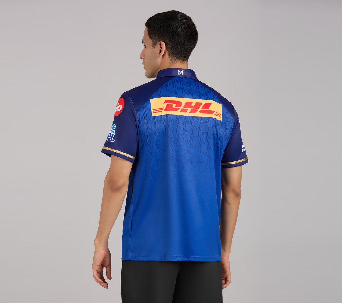 MUMBAI INDIANS IPL MEN'S FAN JERSEY 2026, ROYAL/NAVY/LIME Apparel Left View