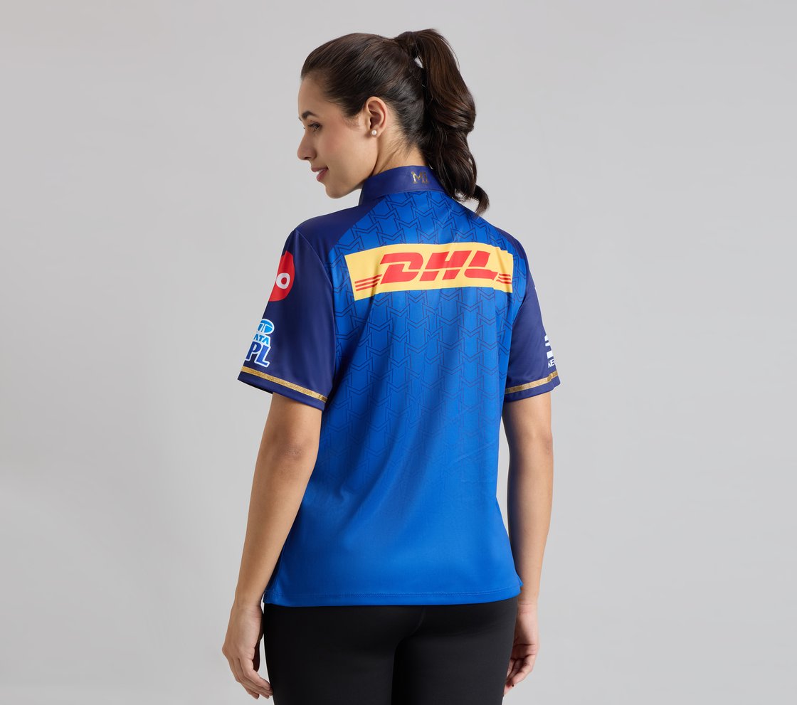 MUMBAI INDIANS IPL WOMEN'S FAN JERSEY 2026, ROYAL/NAVY/LIME Apparel Left View