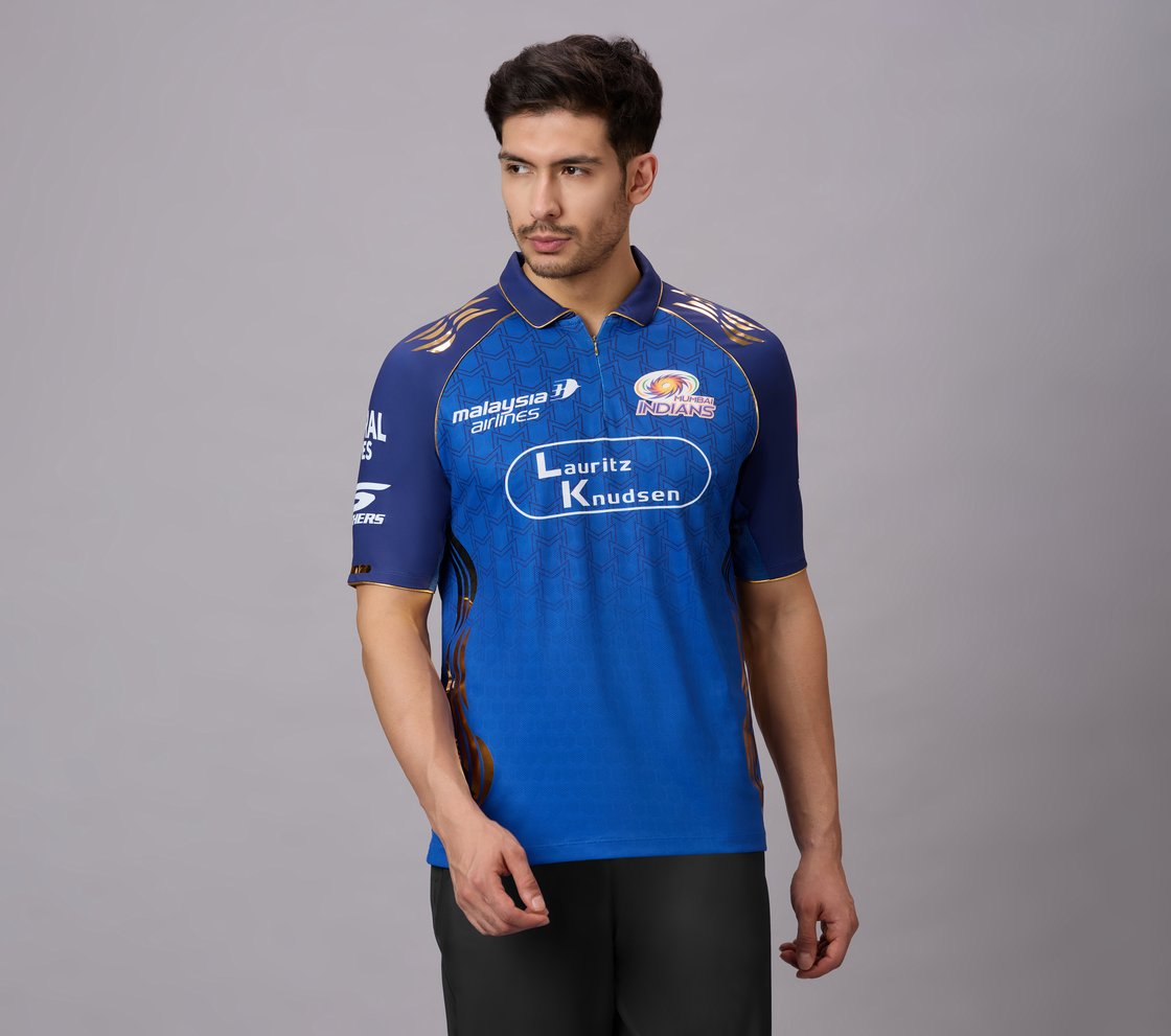 MUMBAI INDIANS IPL PLAYER EDITION JERSEY 2026, ROYAL/NAVY/LIME Apparel Lateral View