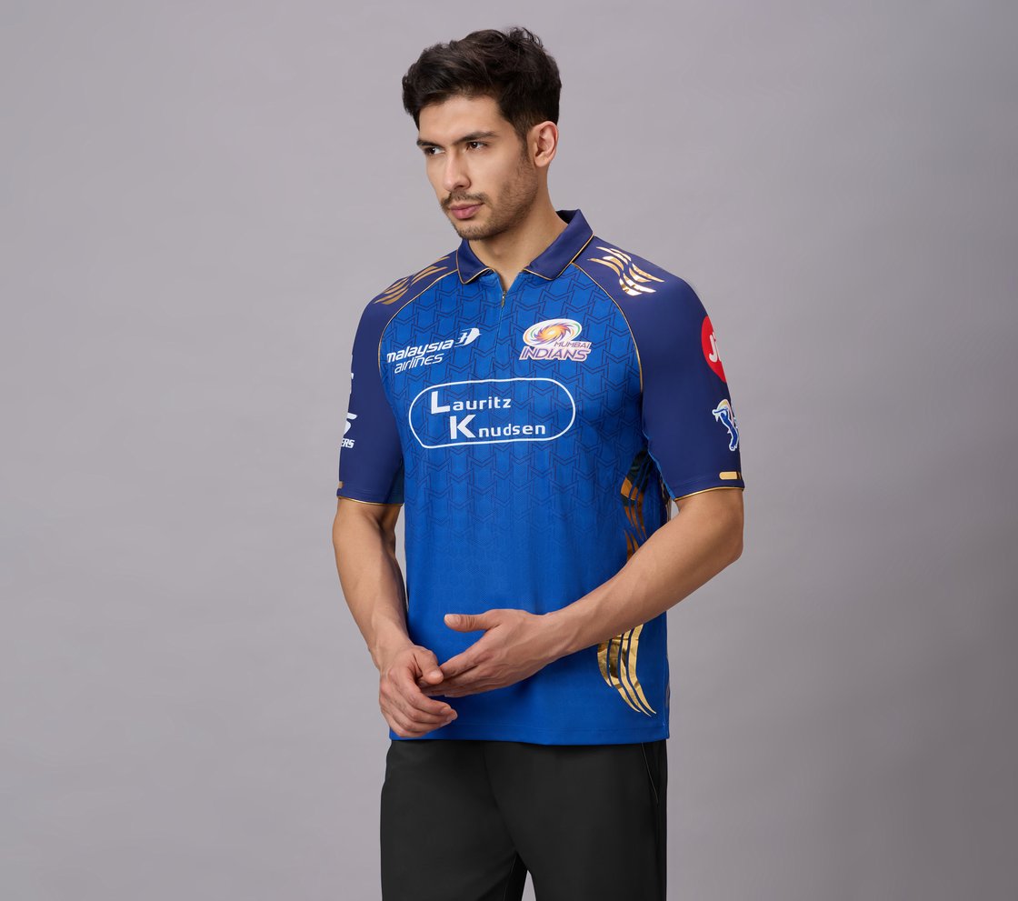 MUMBAI INDIANS IPL PLAYER EDITION JERSEY 2026, ROYAL/NAVY/LIME Apparel Top View