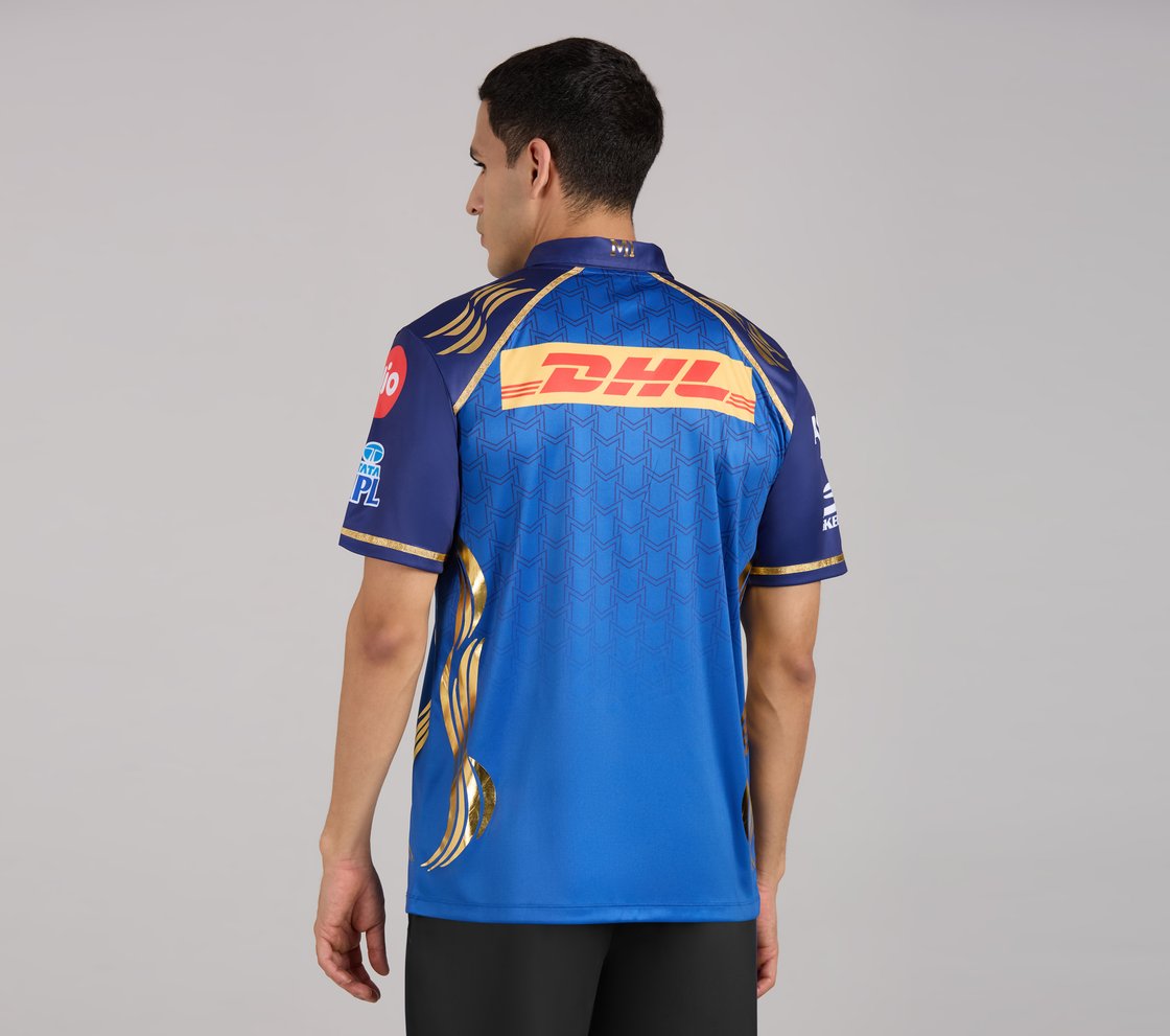 MUMBAI INDIANS IPL MEN'S REPLICA JERSEY 2026, ROYAL/NAVY/LIME Apparel Left View