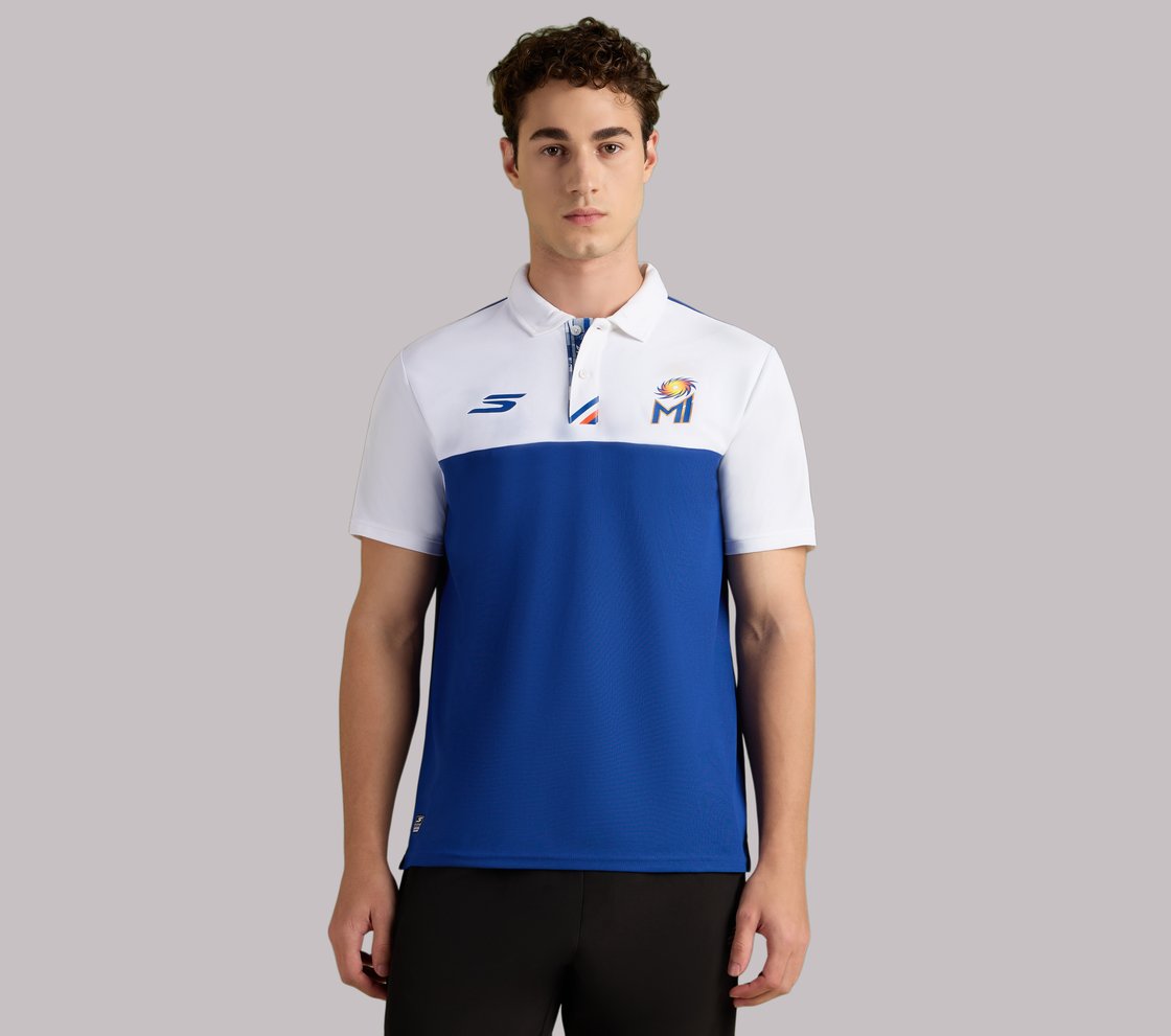 MUMBAI INDIANS TRAVEL POLO, BLUE/WHITE Apparel Lateral View