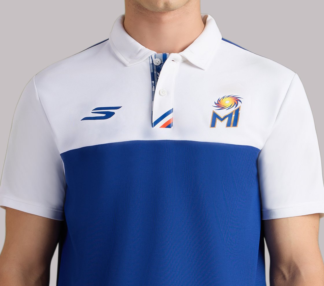 MUMBAI INDIANS TRAVEL POLO, BLUE/WHITE Apparel Right View