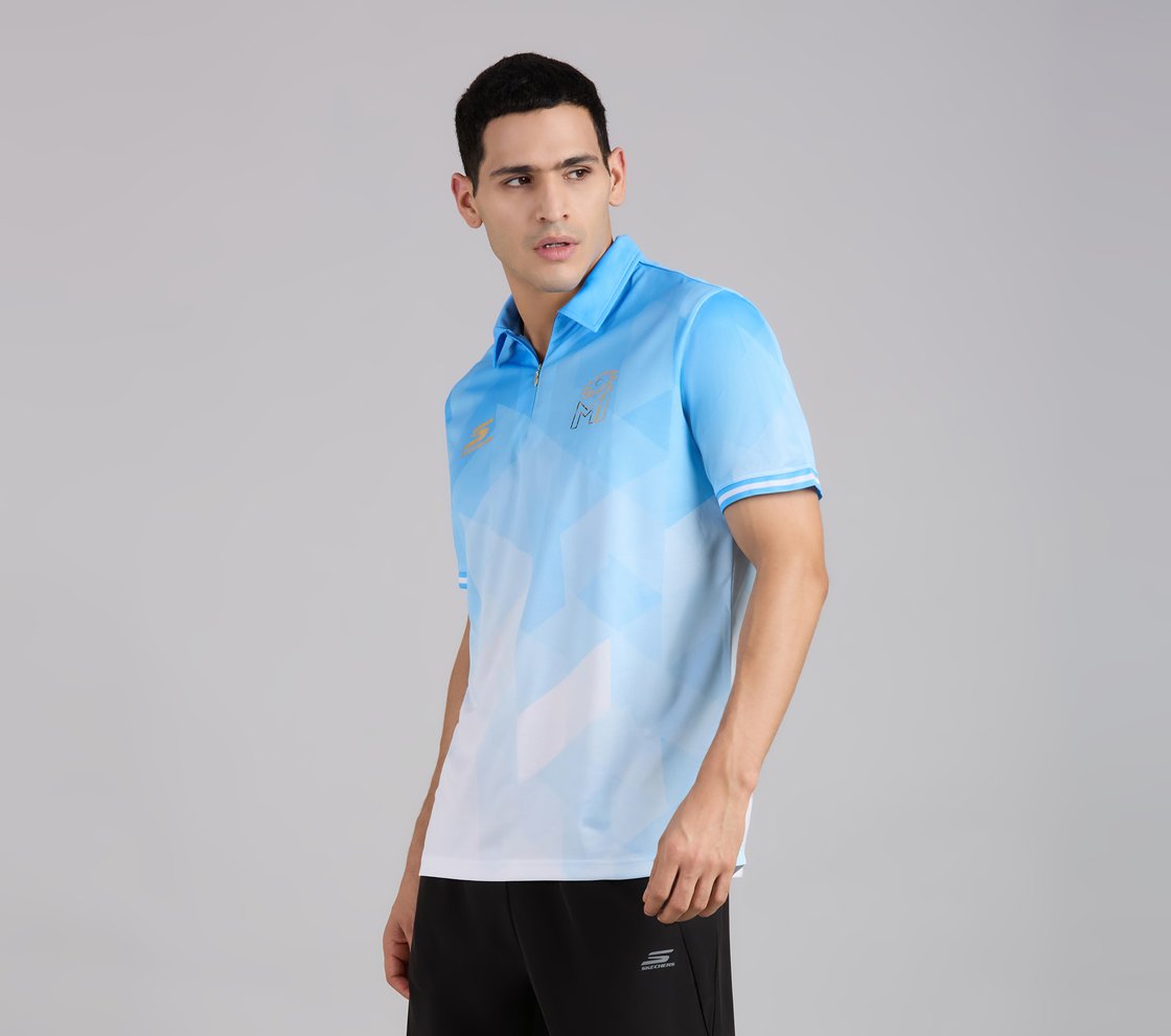 MUMBAI INDIANS AOP POLO, WHT/NVY/BLUE Apparel Top View