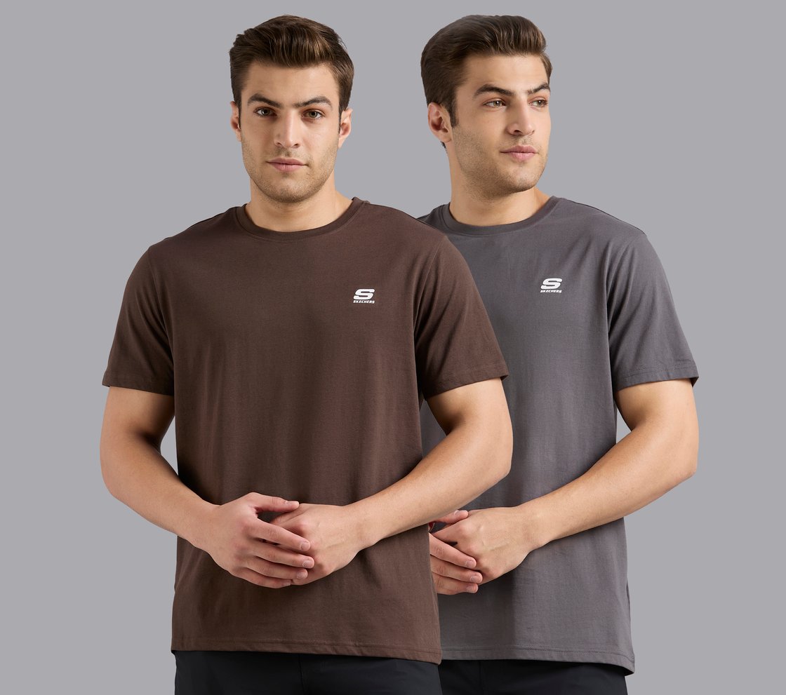 SS CREWNECK T-SHIRT-2PC PACK, SLATE/BROWN