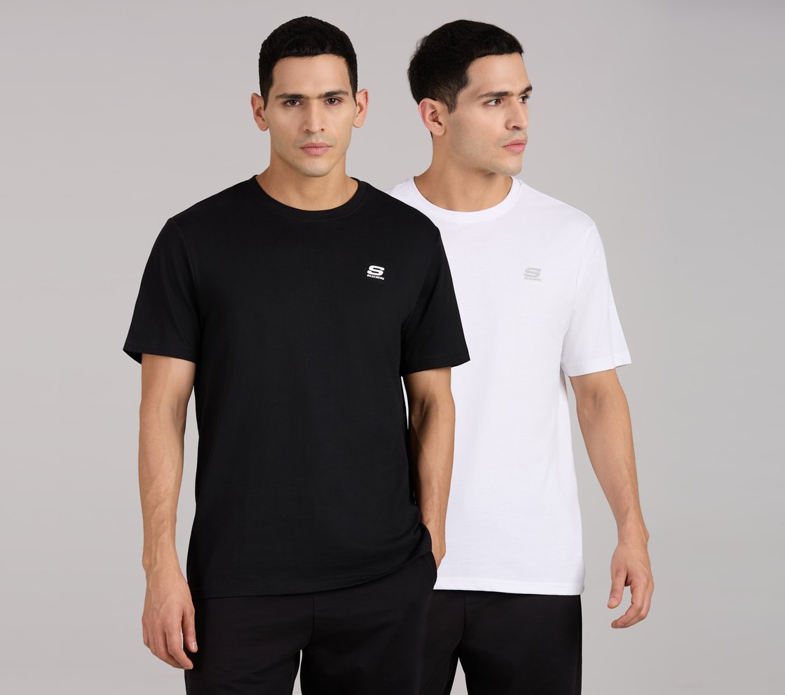 SS CREWNECK T-SHIRT-2PC PACK, WHITE/BLACK Apparel Lateral View