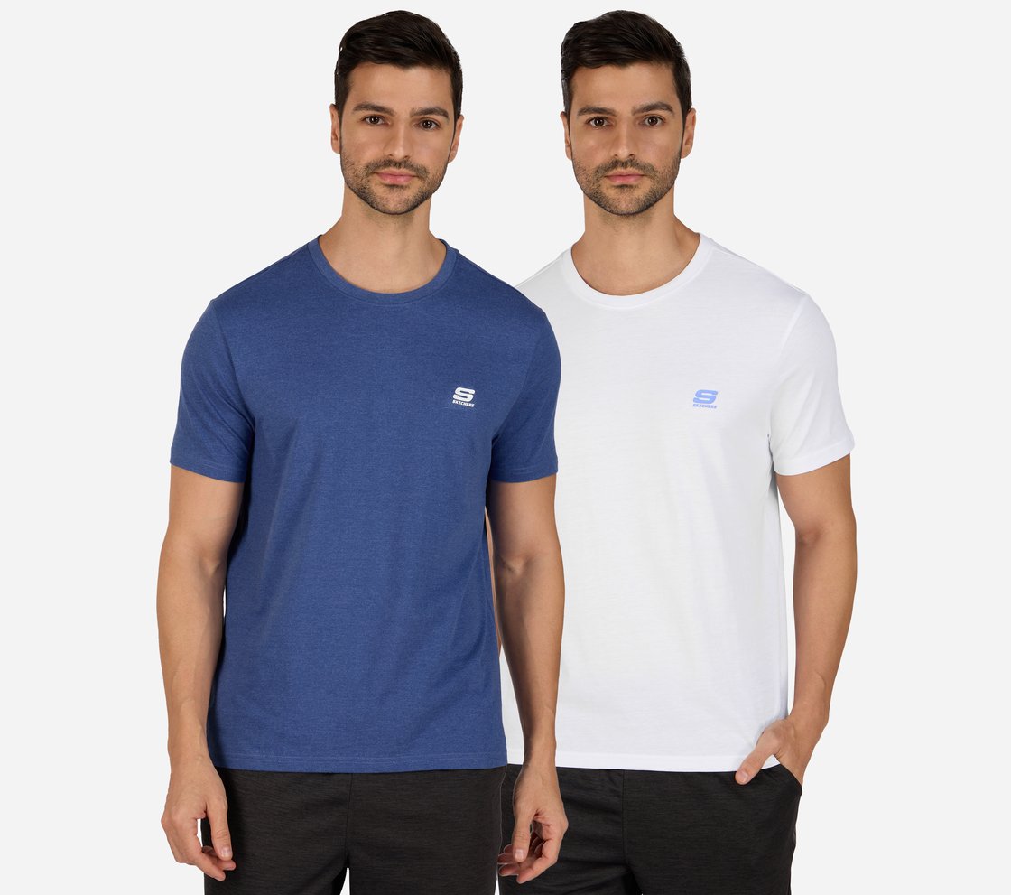 SS CREWNECK T-SHIRT-2PC PACK, WWHITE/BLUE Apparel Lateral View