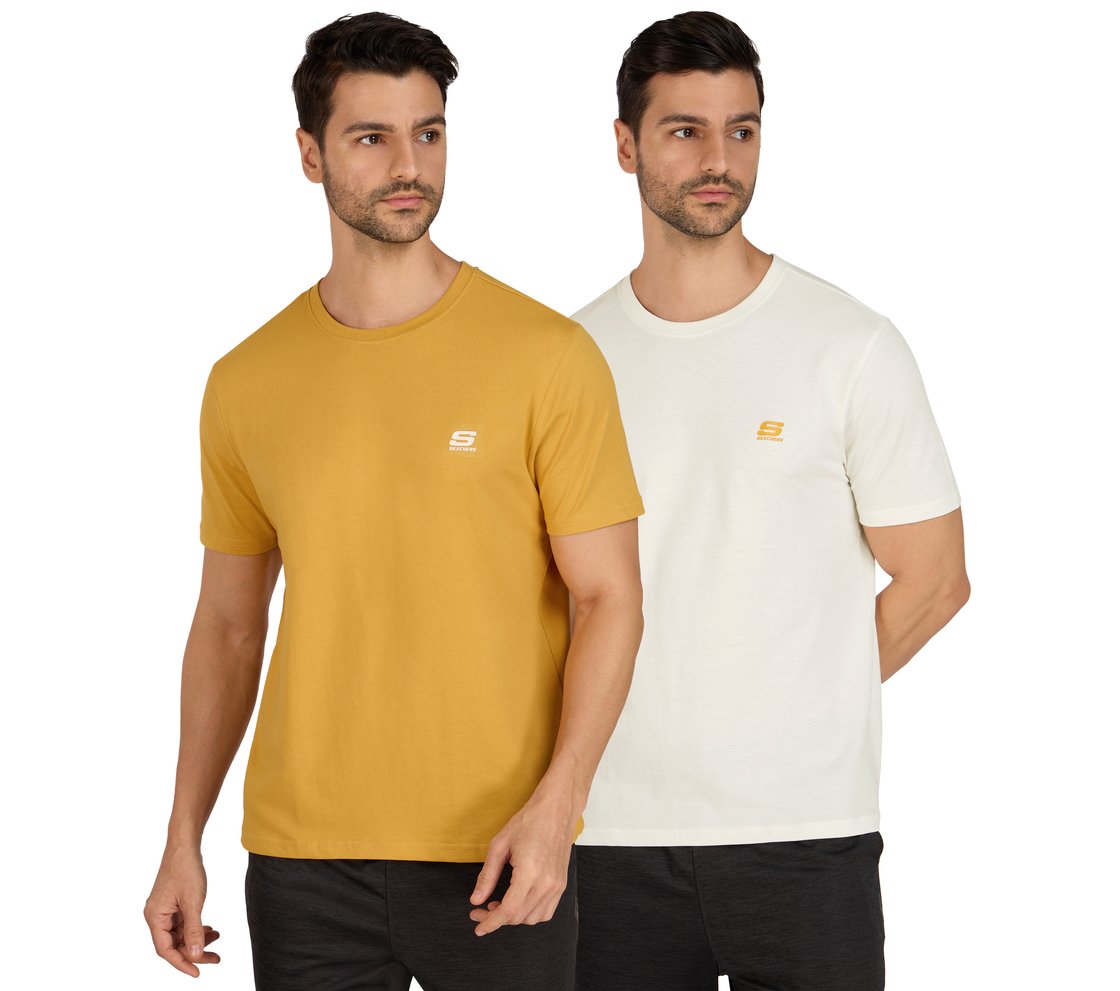 SS CREWNECK T-SHIRT-2PC PACK, WHITE YELLOW