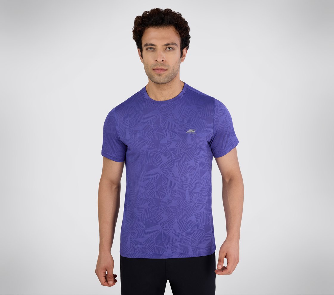 SS SKECHERS DELTA T-SHIRT, GUNMETAL TURQUOISE Apparel Lateral View