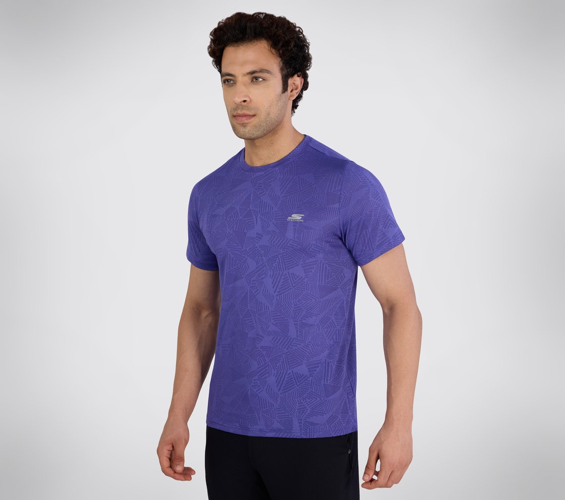 SS SKECHERS DELTA T-SHIRT, GUNMETAL TURQUOISE Apparel Top View