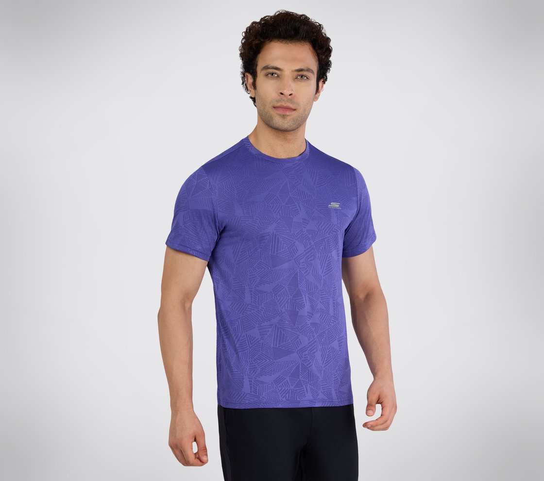SS SKECHERS DELTA T-SHIRT, GUNMETAL TURQUOISE Apparel Left View