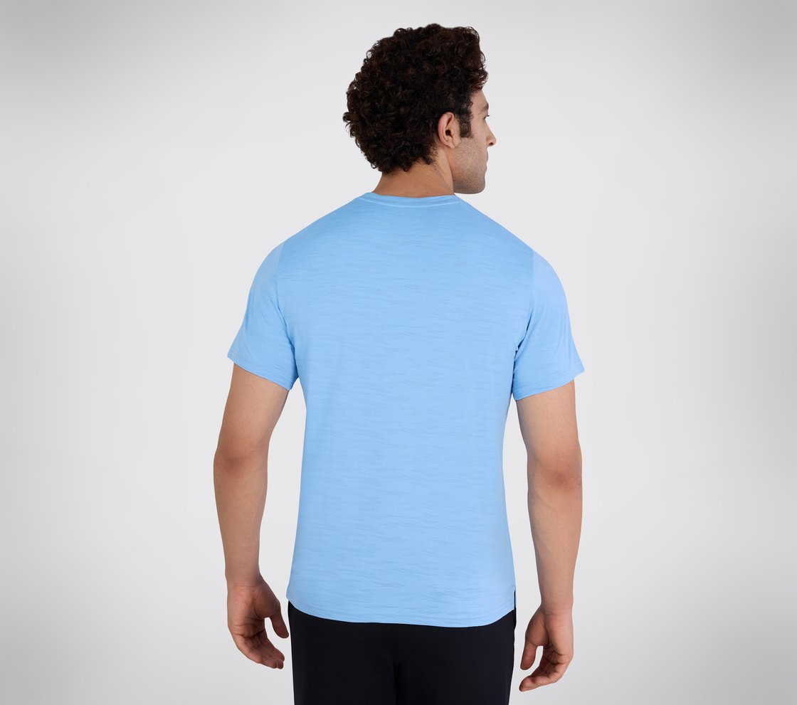 SS JACQUARD PATTERN T-SHIRT, GUNMETAL TURQUOISE Apparel Bottom View
