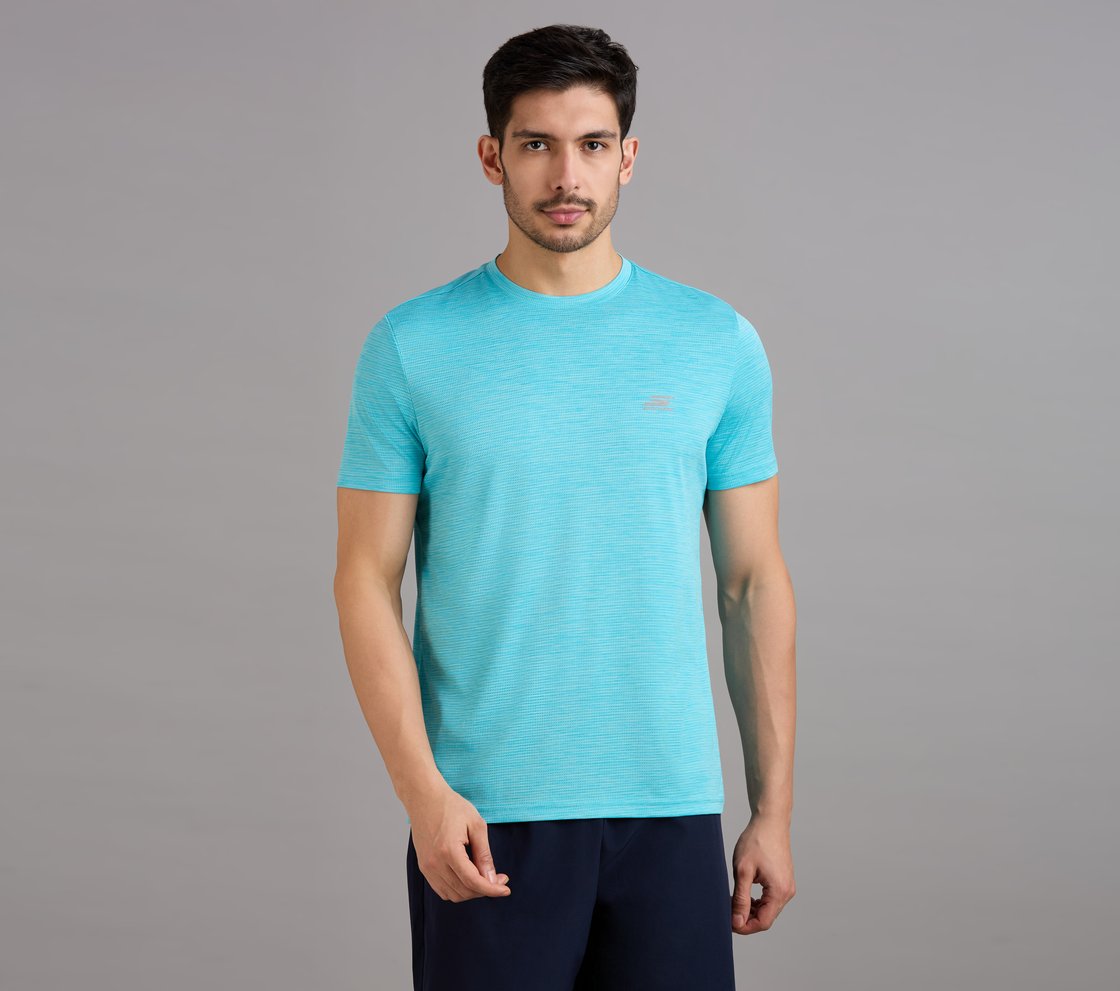 SS LARGE PERFORATED T-SHIRT, TURQUOISE Apparel Lateral View