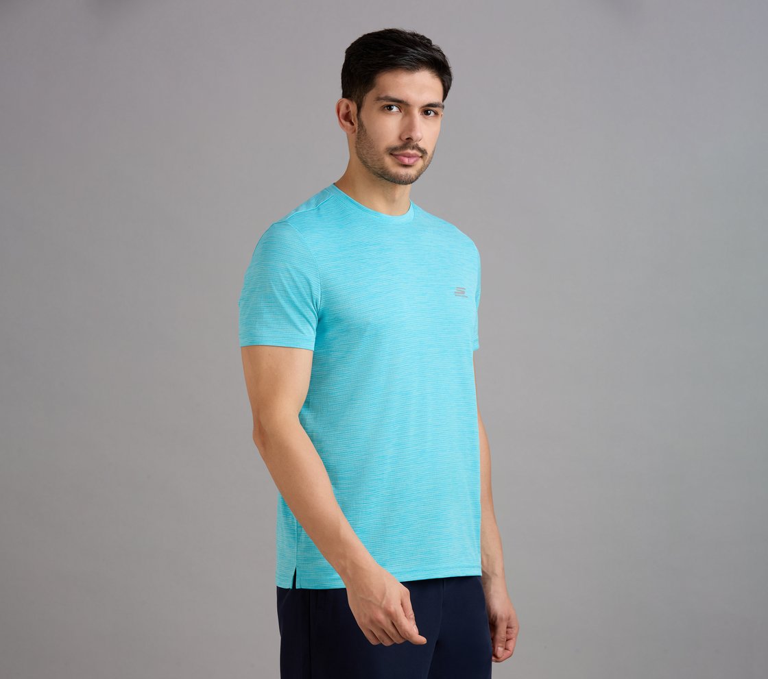 SS LARGE PERFORATED T-SHIRT, TURQUOISE Apparel Bottom View