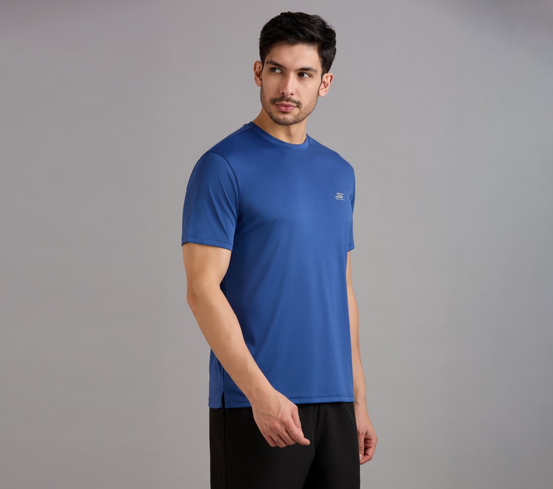 SS PERFORMANCE T-SHIRT, GUNMETAL/BLUE Apparel Bottom View