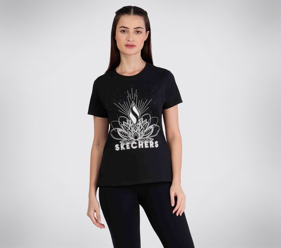 STUD EMBELLISHED ROUND NECK TSHIRT, BBBBLACK Apparel Left View