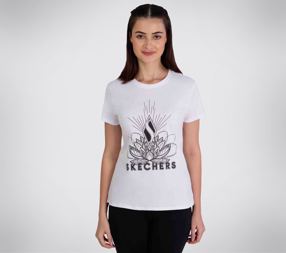 STUD EMBELLISHED ROUND NECK TSHIRT, WWWHITE Apparel Lateral View