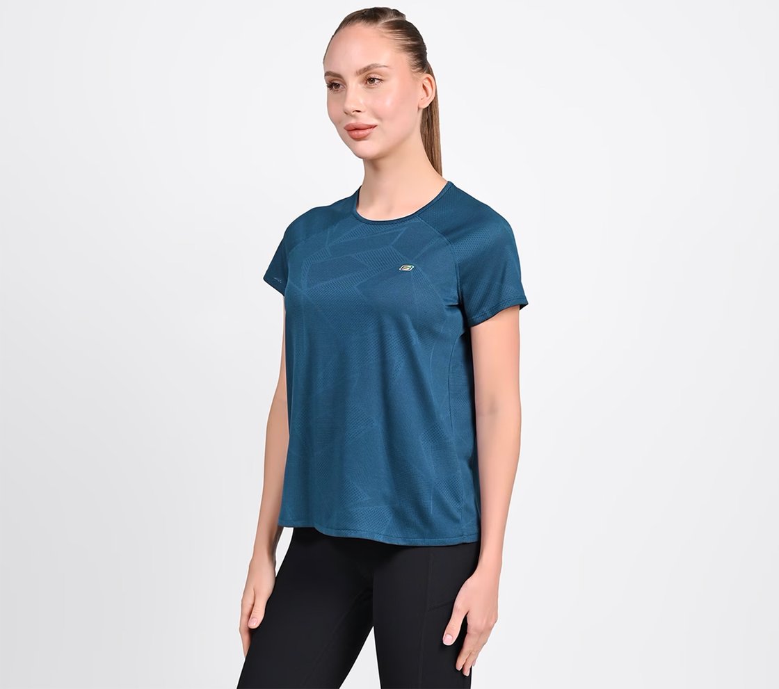 RAGLAN SLEEVE WITH OVERLAP BACK T-SHIRT, NAVY Apparel Top View