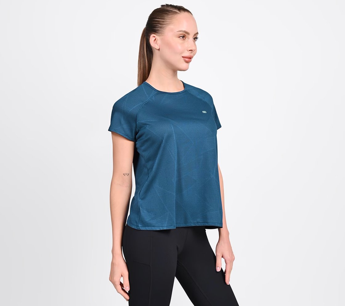 RAGLAN SLEEVE WITH OVERLAP BACK T-SHIRT, NAVY Apparel Bottom View