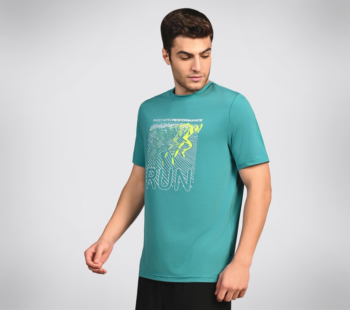 FIRFLY RUN TEE, LAVENDER/TURQUOISE Apparel Bottom View