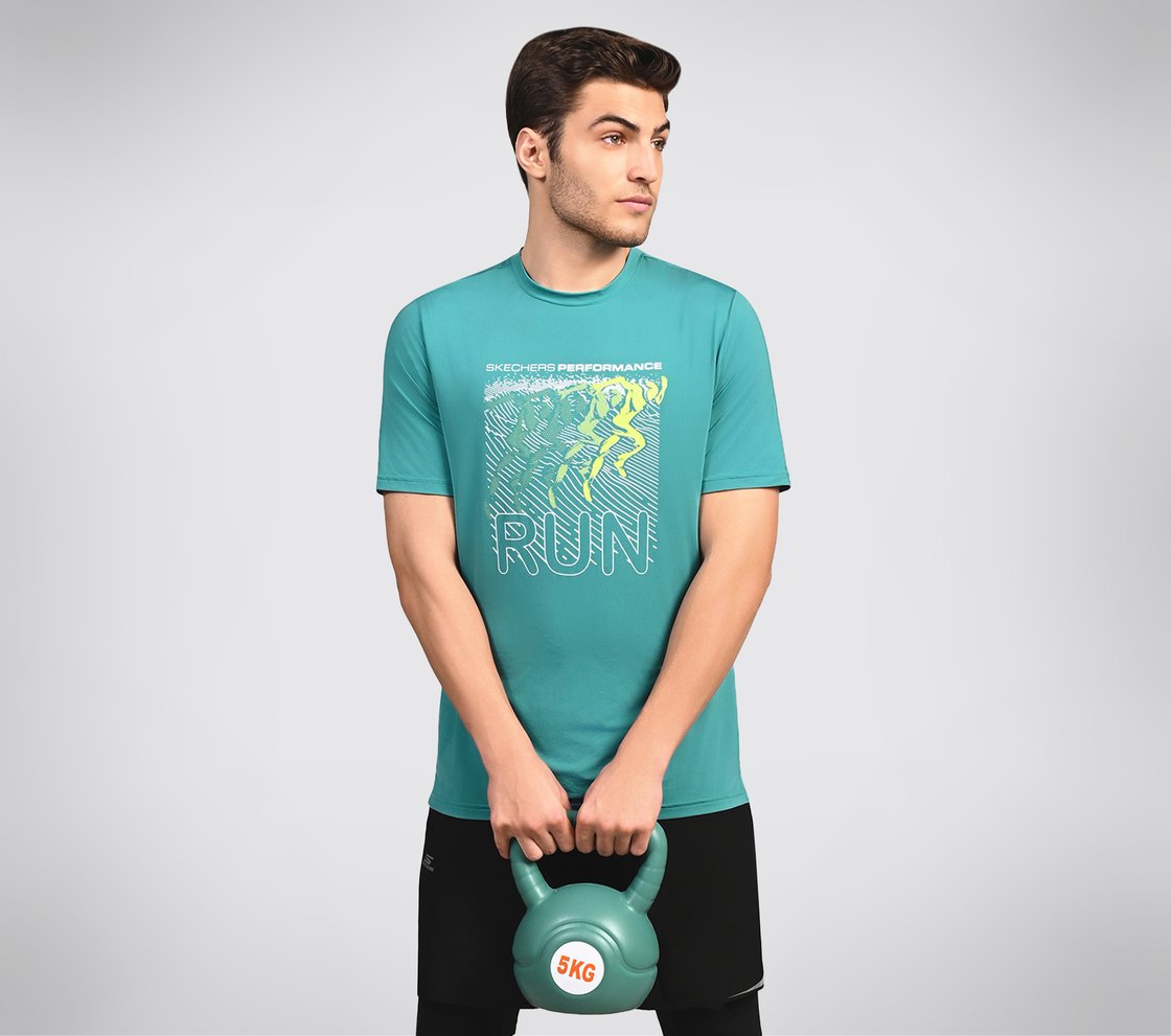 FIRFLY RUN TEE, LAVENDER/TURQUOISE Apparel Right View