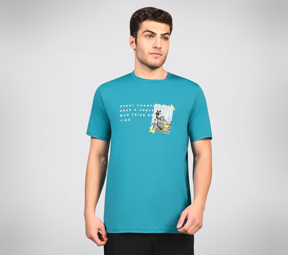 FIREFLY CHAMP TEE, TEAL/MULTI Apparel Lateral View