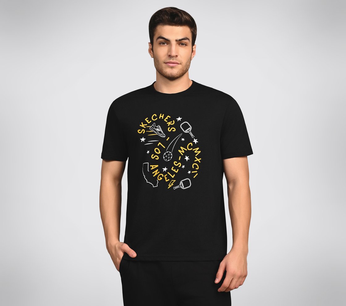 CORE VARSITY DOODLE TEE, BLACK/CHARCOAL/BLUE Apparel Lateral View