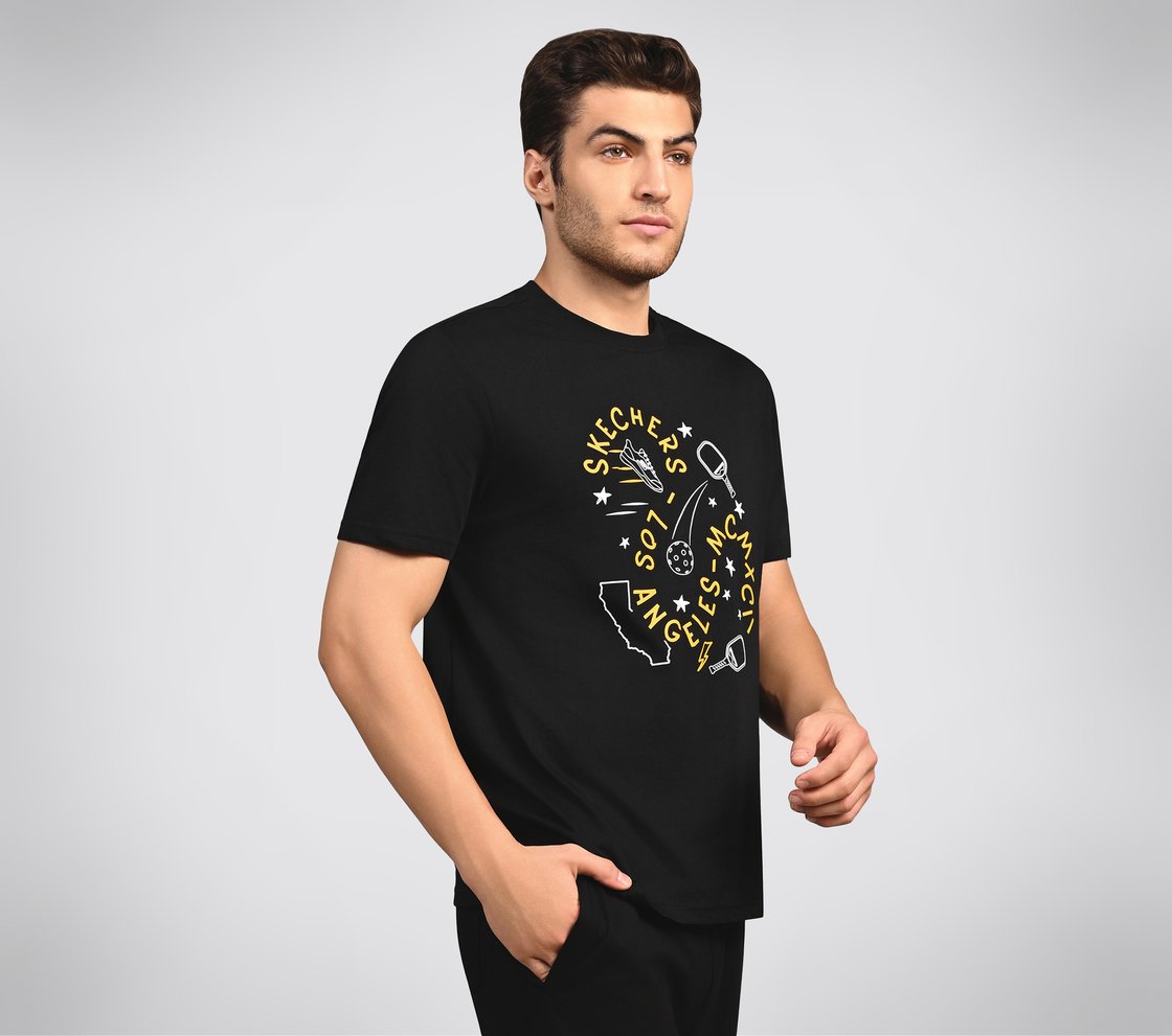 CORE VARSITY DOODLE TEE, BLACK/CHARCOAL/BLUE Apparel Bottom View