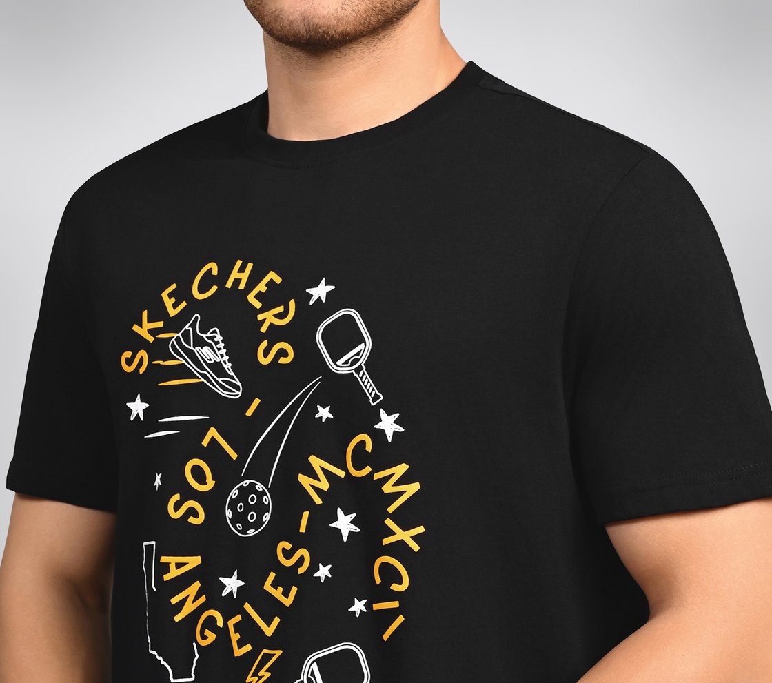 CORE VARSITY DOODLE TEE, BLACK/CHARCOAL/BLUE Apparel Right View