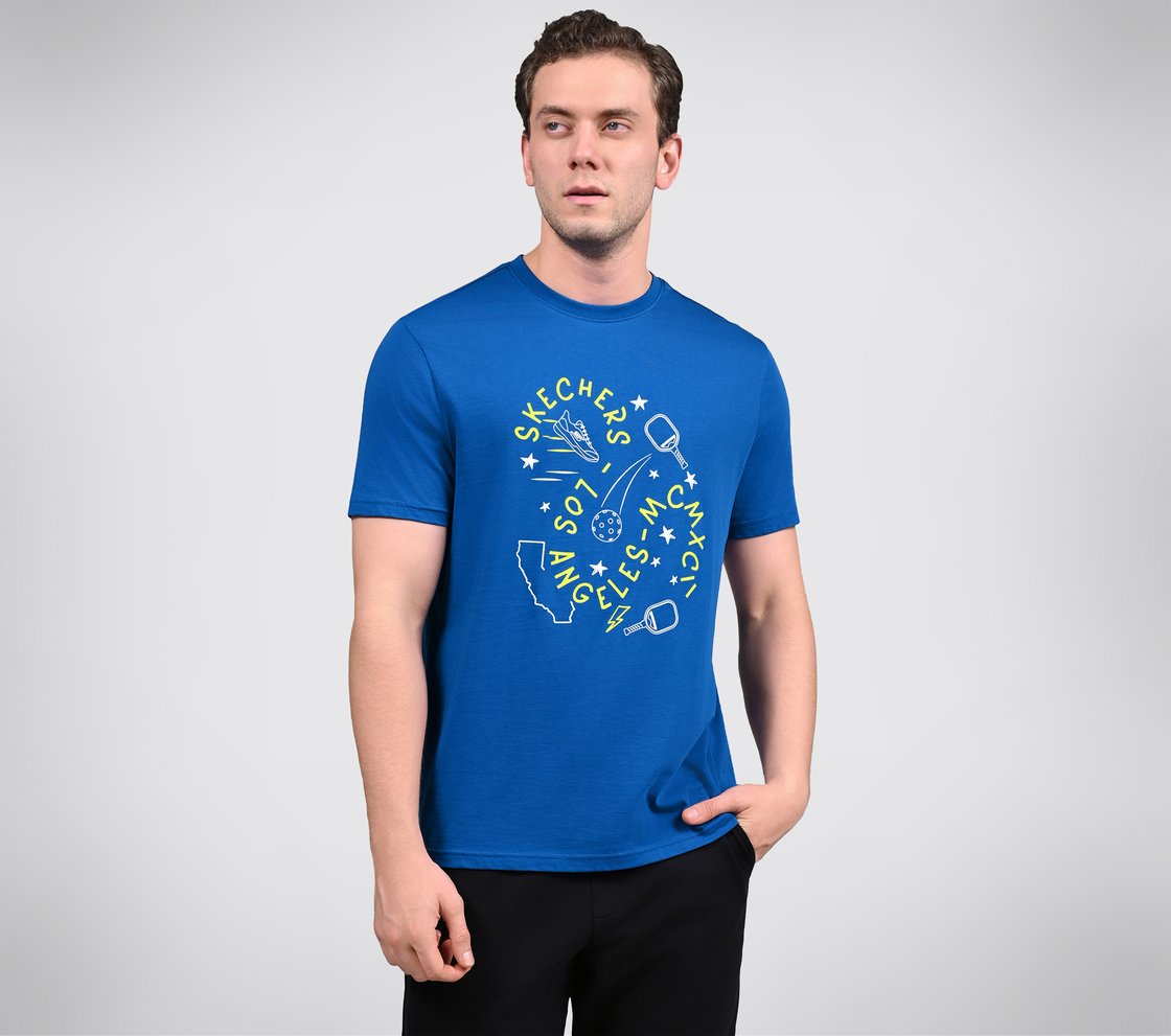 CORE VARSITY DOODLE TEE, BLACK/SILVER/ROYAL Apparel Lateral View