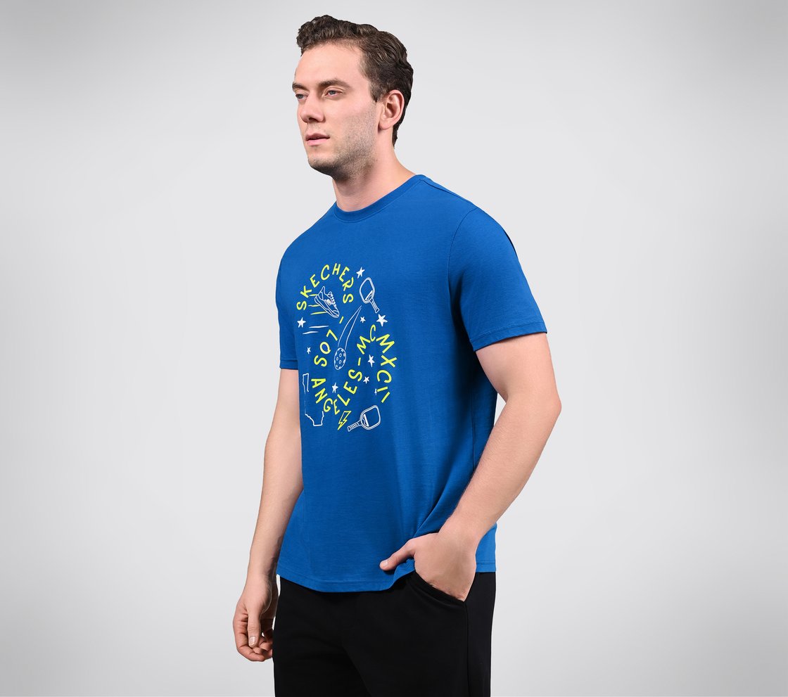 CORE VARSITY DOODLE TEE, BLACK/SILVER/ROYAL